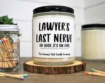 Lawyer's Last Nerve Candle, Soy Candles, Law School Graduate Gift, Funny Gifts for Lawyers, Woman Lawyer Gift, Man Lawyer Gift