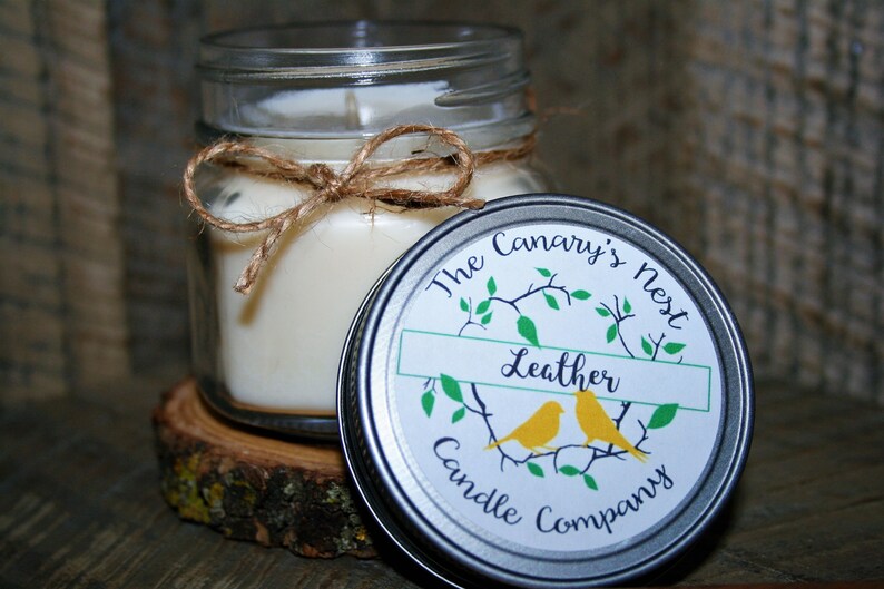 Soy Candles Leather Candle Man Candles Father's Day Etsy