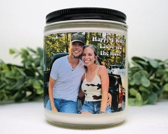 Personalized Photo Candle, Christmas Gift Picture on Candle, Anniversary Gift, Christmas Gift for Him, Christmas Gift for Her, Soy Candle