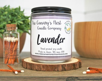 Handmade Lavender Soy Candle: Aromatherapy Relaxation, Calming Scent