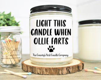 Personalized Dog Farts Soy Candle: Funny Pet Lover Gift