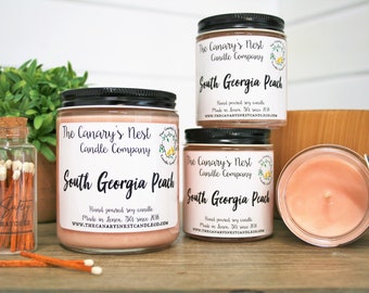 South Georgia Peach Soy Candle: Choose Size, Hand Poured, Phthalate Free Fragrance