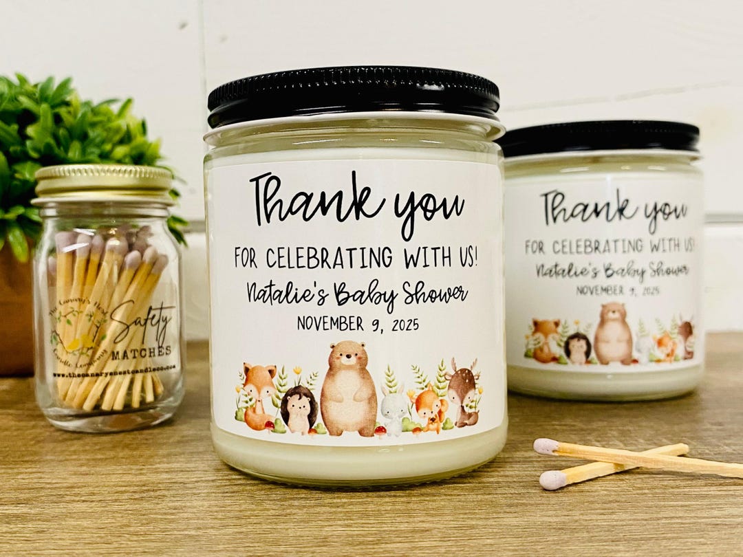 Woodland Animal Baby Shower Favors: Soy Wax Candle - Etsy