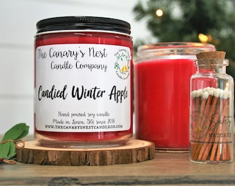 Candied Winter Apple Scented Soy Candle - Holiday Home Decor