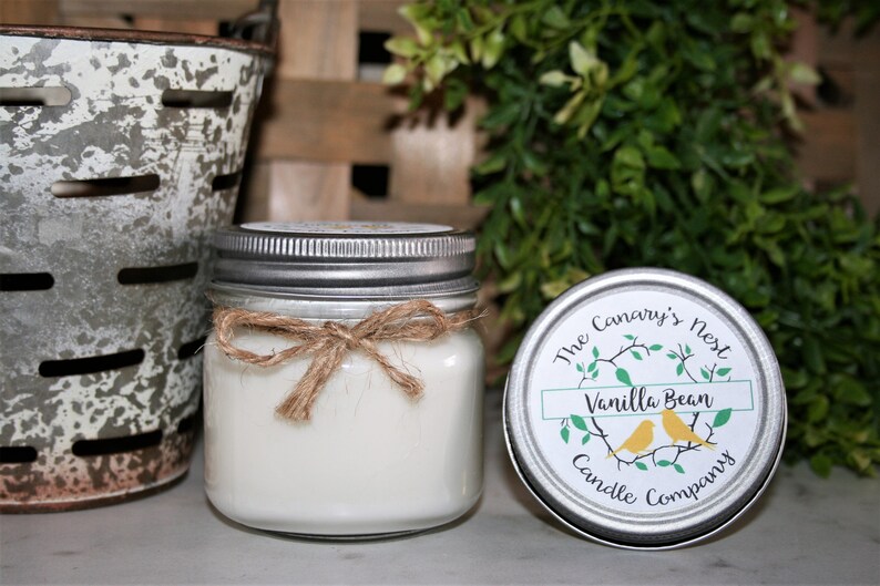 Vanilla Bean Scented Soy Candle Mason Jar Candles Etsy