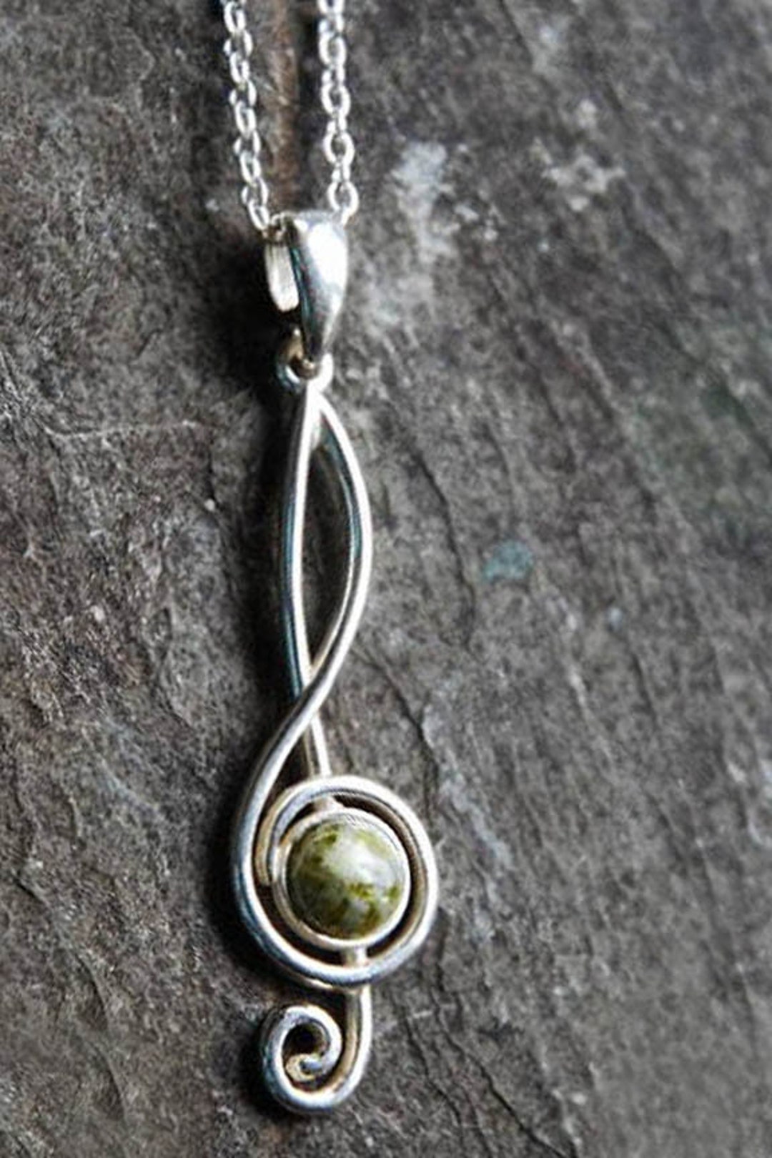 Sterling Silver Music Note Pendant With Irish Connemara Marble Etsy