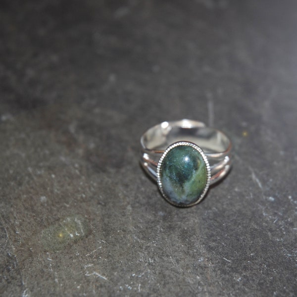 Irish Connemara Marble adjustable ring -  14 x 10mm stone.  Comfortable and easy to wear. made and posted from Ireland.