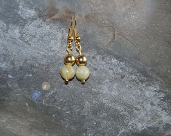 Irish Connemara Marble bead earrings, Irish gift, Gold ear wires - Gift boxed - gift from Ireland