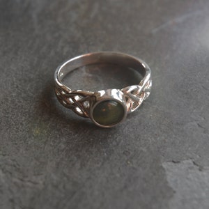 Sterling silver celtic ring with 6mm centre from Connemara marble. Available in different sizes Gift boxed. Made and posted from Ireland image 4