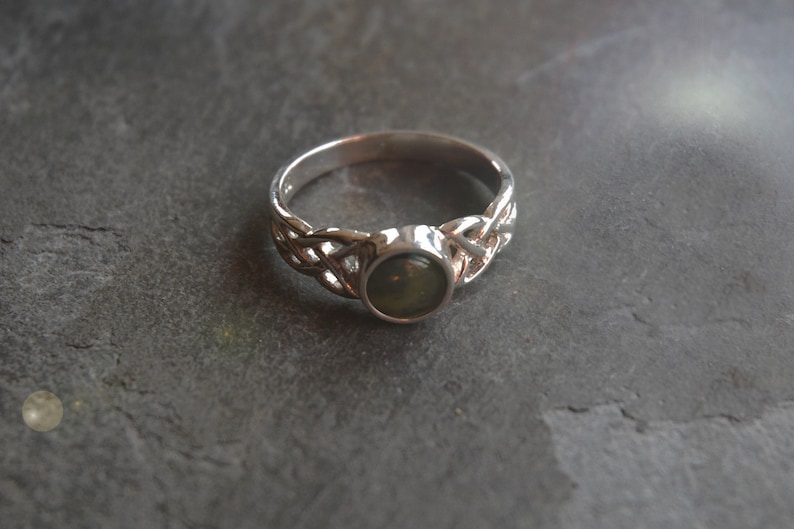 Sterling silver celtic ring with 6mm centre from Connemara marble. Available in different sizes Gift boxed. Made and posted from Ireland image 4