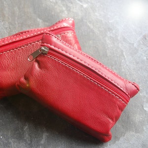 ROT Leder Geldbörse - Eine wunderschön weiche kleine Geldbörse - Kindergröße - Weiches rotes Leder - interner Schlüsselanhänger - Tolles Weihnachtsgeschenk