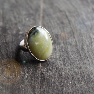 LARGE sterling silver ring with 18 x 25mm Irish Connemara marble stone. various sizes -  gift boxed