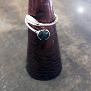 Irish Connemara Marble sterling silver ring with rich green 6mm stone.   Adjustable fitting - Gift boxed.Made and posted from Ireland