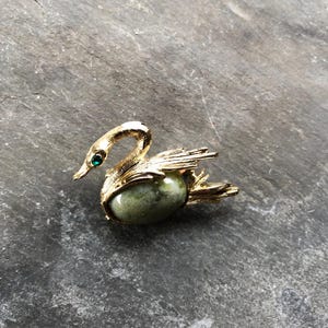 Beautiful Swan and Connemara Marble brooch - gold plated  - Gift boxed item - posted from Ireland