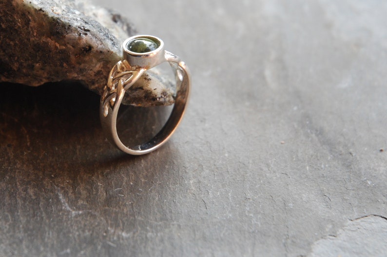 Sterling silver celtic ring with 6mm centre from Connemara marble. Available in different sizes Gift boxed. Made and posted from Ireland image 2