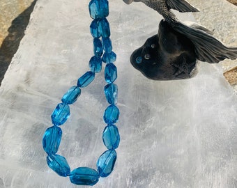 London Blue Topaz Free Form Facet Cut Graduated Beads