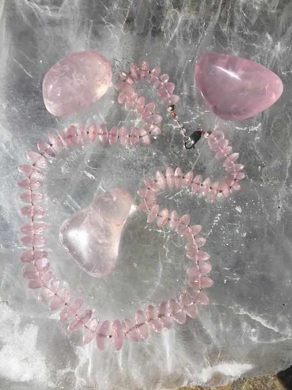 Rose Quartz Graduated Facet Cut Rondelles