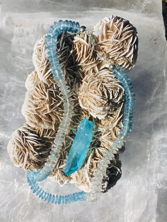 Fine Blue and White Topaz Facet Cut Rondelles