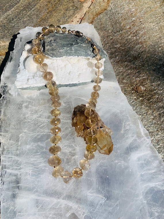 Gold Rutile Quartz Graduated Facet Cut Rondelles