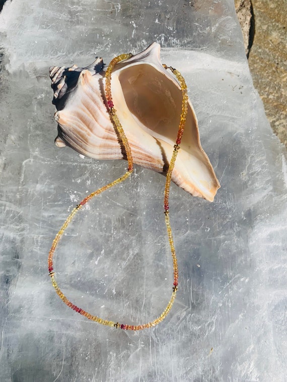 Mixed Yellow/Orange Sapphire Facet Cut Rondelles