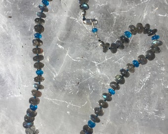 Labradorite with Blue Apatite smooth Rhondelles