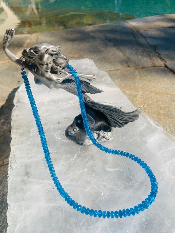 Blue Apatite Graduated Smooth Cut Rondelles