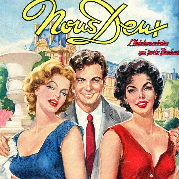 romance writers of canada magazine Nous Deux, French magazine cover 50s, fashion 50s, romance, wall decoration vintage kitchen fashion 50s