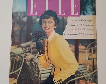 Elle, French fashion magazine "Elle", fashion review number 225 of March 20, 1950, vintage French fashion magazine from the 50s
