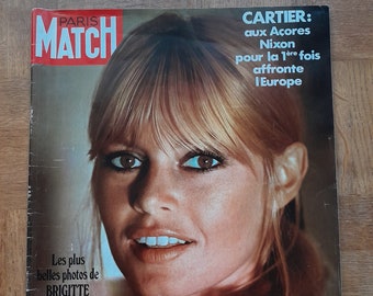 Brigitte Bardot, Revista Paris Match diciembre de 1971, fotos de Brigitte Bardot, periódicos antiguos franceses Revista Paris-Match