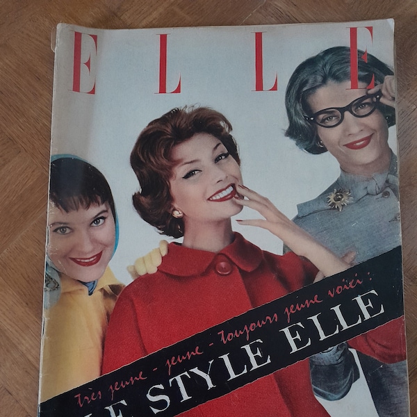 Elle, French fashion magazine "Elle", fashion review number 561 September 1956, vintage French fashion magazine from the 50s