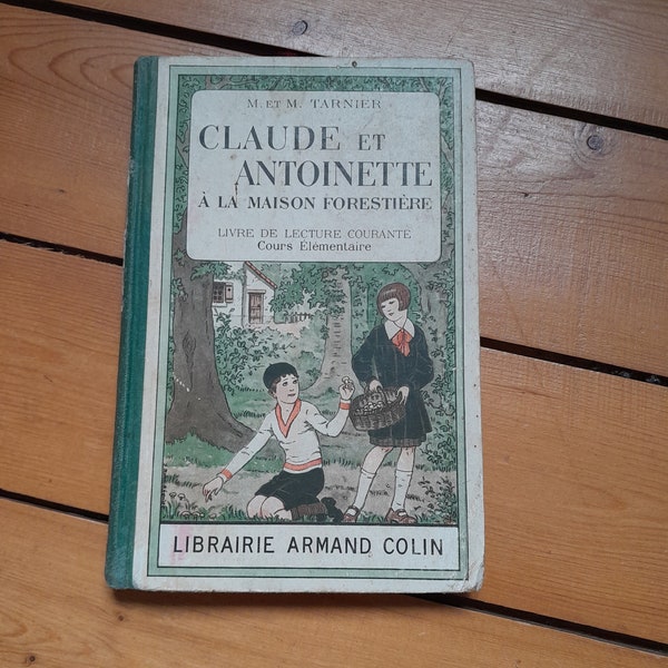 Livre d' école ancien en français , livre de vocabulaire et orthographe ,  1930 ,  décoration livres anciens  enfants pour bibliothèque