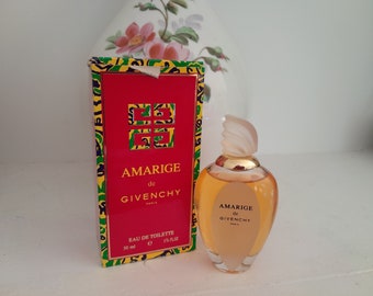 Amarige, eau de parfum de Givenchy Paris, frasco vintage de 50 ml, 1991, fabricado en Francia, colección de frascos de perfume franceses