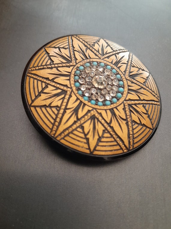 Broche Vintage En Bakélite/corail - Style Art Déco Moderniste - Plastique Ancien Occasion