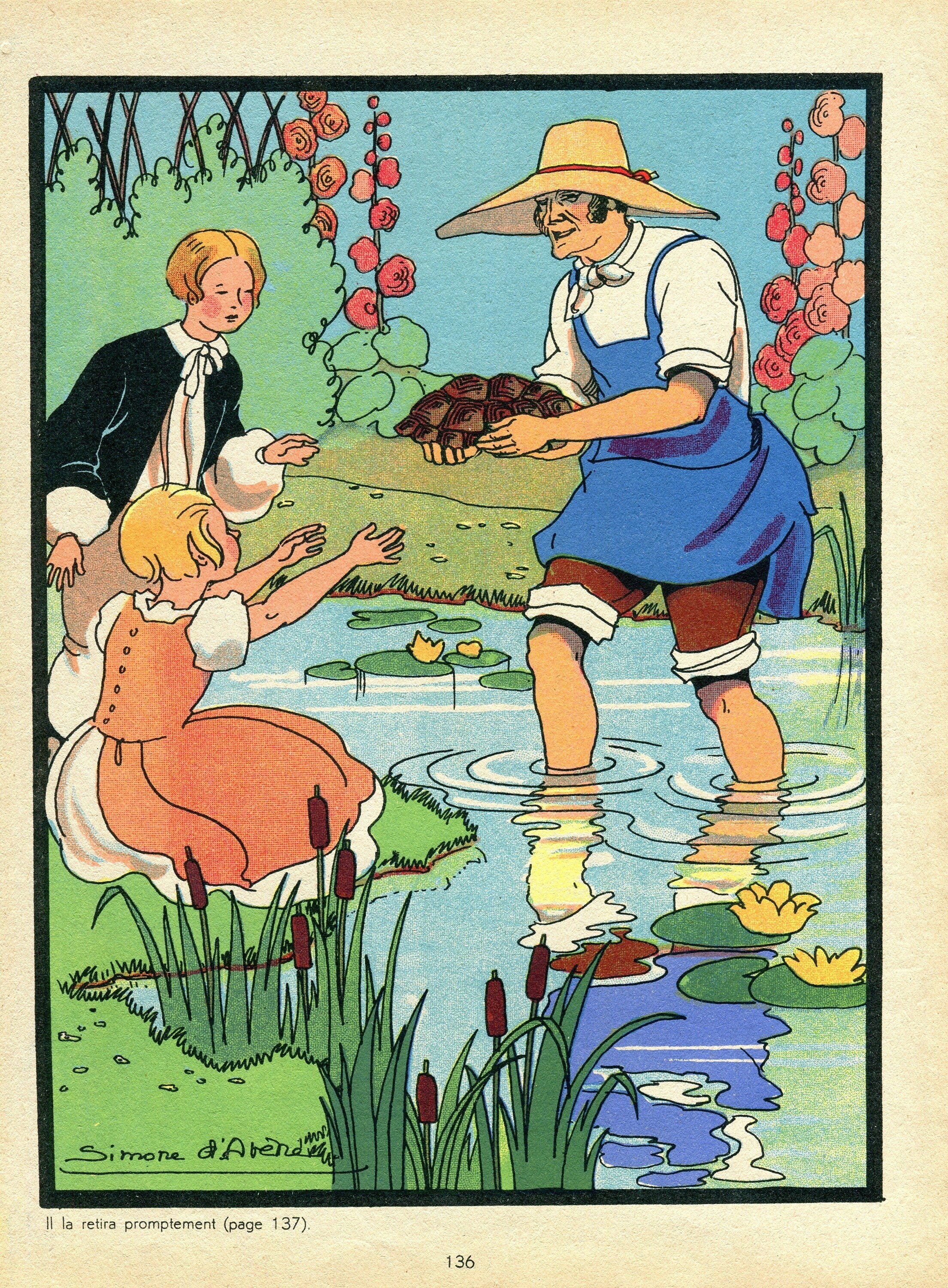 Simone d' Avène, Illustration d' Un Livre 1938 , Les Petites Filles Modèles Décoration Murale Chambr