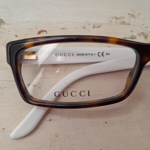 Gucci, Gucci tortoiseshell style glasses frame, vintage eyeglasses made in Italy 90s, Gucci luxury optics image 3