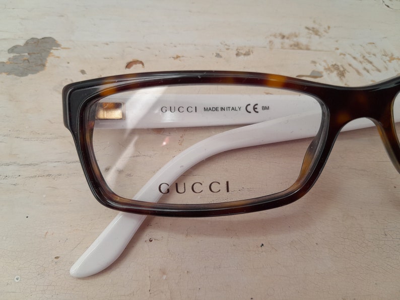 Gucci, Gucci tortoiseshell style glasses frame, vintage eyeglasses made in Italy 90s, Gucci luxury optics image 3