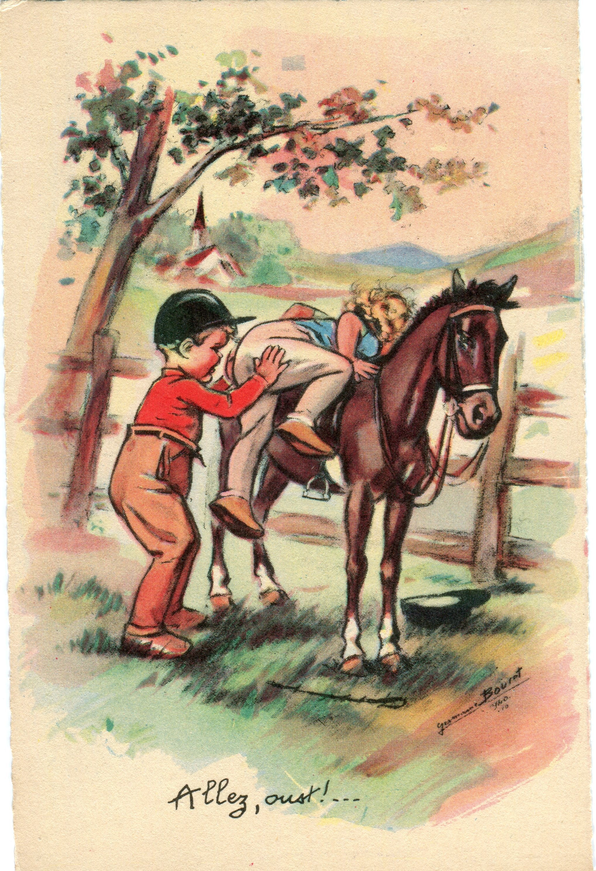 Carte postale originale Anniversaire avec cheval