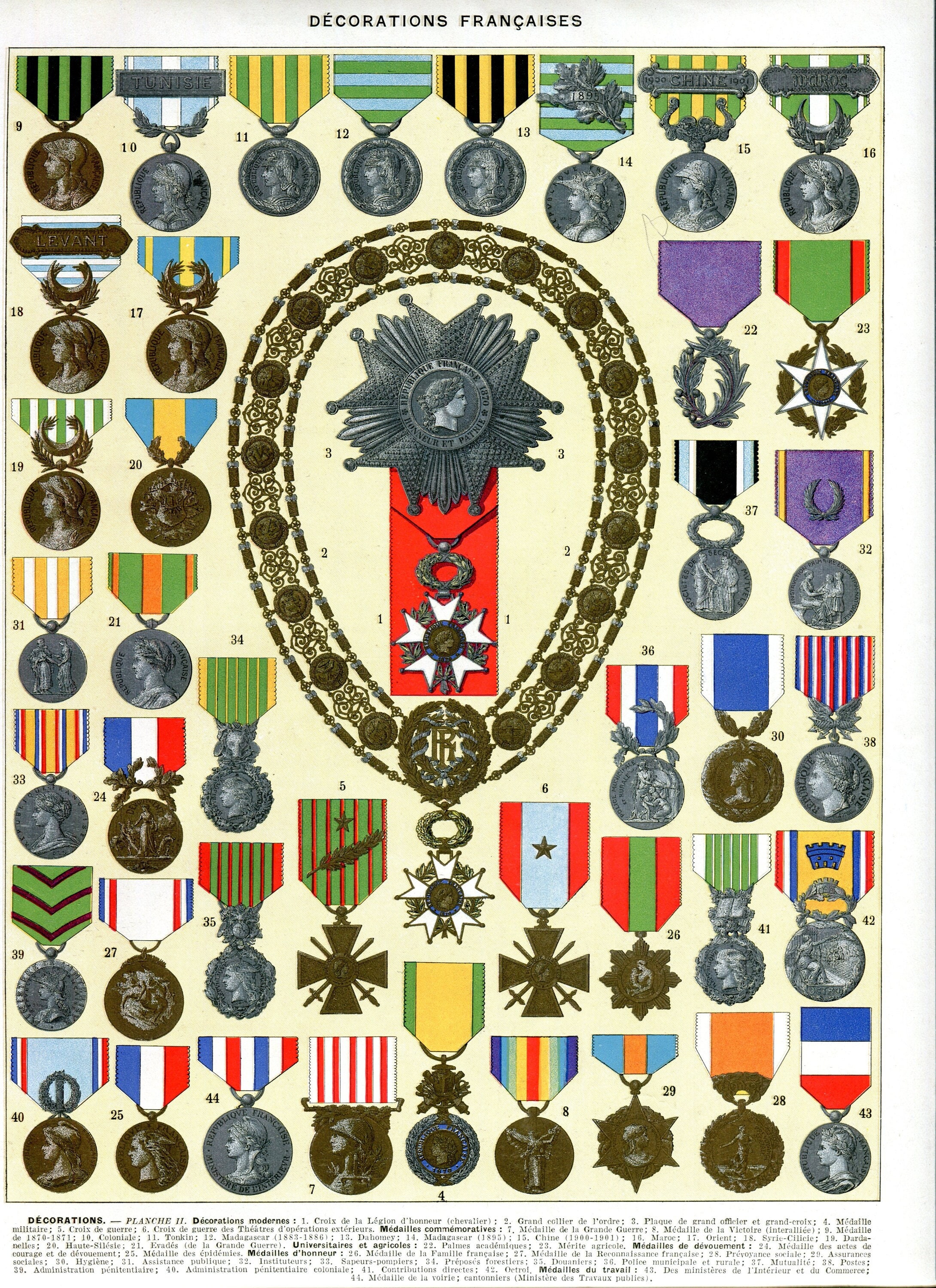 1923 Military Medals Engraving Of 43 French Medals Larousse - Etsy Australia