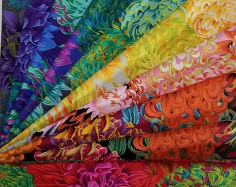 HALF YARD BUNDLE:  13 Japanese Chrysanthemum Fat Quarters by Philip Jacobs for the Kaffe Fassett Collective