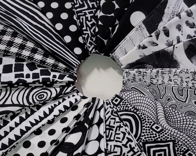 FAT QUARTER BUNDLE:  20 Black and White Fat Quarters from Free Spirit Fabrics