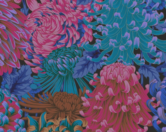 OOP FABRIC:  Hokusai's Mums DARK by Philip Jacobs for the Kaffe Fassett Collective