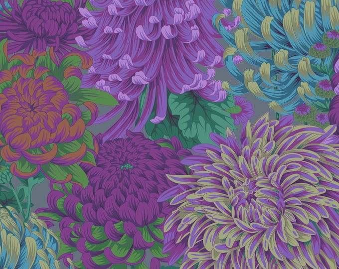 FABRIC:  Hokusai's Mums GREEN by Philip Jacobs for the Kaffe Fassett Collective