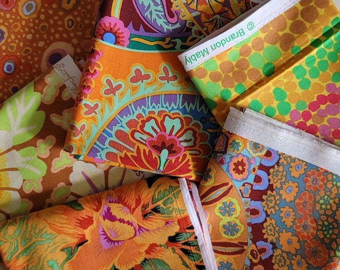 FABRIC BUNDLE:  Gold Mini Fat Quarter Bundle of 6 Golden Fabrics from the Kaffe Fassett Collective
