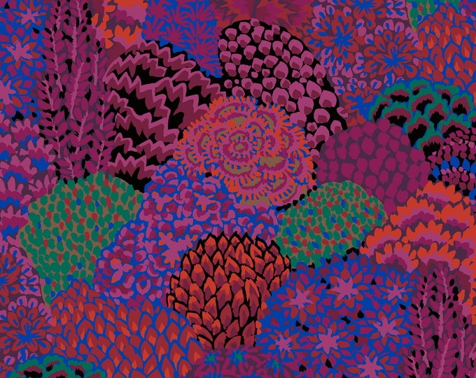 OOP Limited Edition FABRIC: Large Oriental Trees MAROON by Kaffe Fassett from the 85 and Fabulous Collection