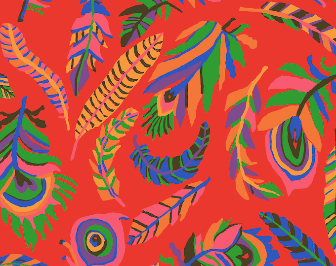 OOP FABRIC: Tickle My Fancy RED by Brandon Mably for the Kaffe Fassett Collective