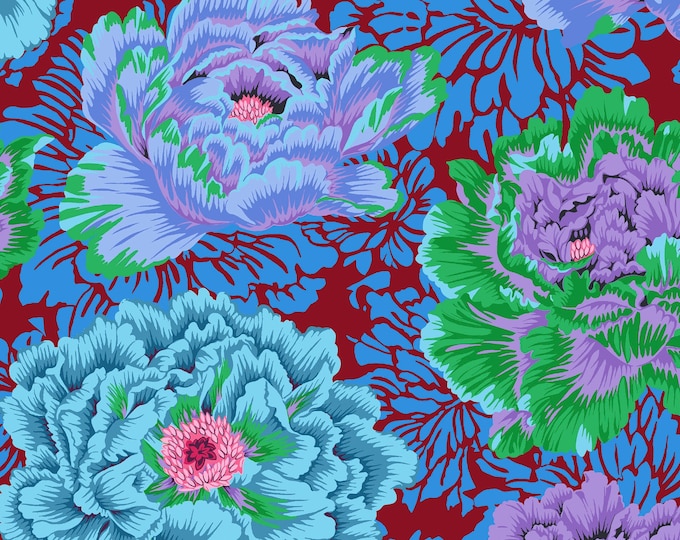 OOP FABRIC:  Brocade Peony COOL by Philip Jacobs for the Kaffe Fassett Collective
