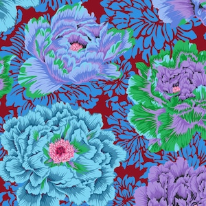 OOP FABRIC:  Brocade Peony COOL by Philip Jacobs for the Kaffe Fassett Collective