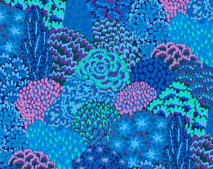 OOP Limited Edition FABRIC: Large Oriental Trees BLUE by Kaffe Fassett from the 85 and Fabulous Collection