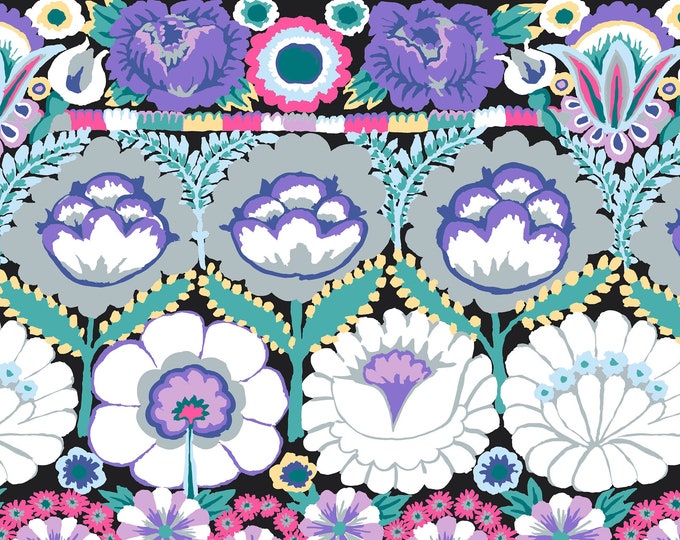 OOP FABRIC:  Embroidered Flower Border CONTRAST by Kaffe Fasset for the Kaffe Fassett Collective