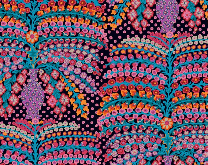 OOP Limited Edition FABRIC: Persian Vase BLACK by Kaffe Fassett from the 85 and Fabulous Collection